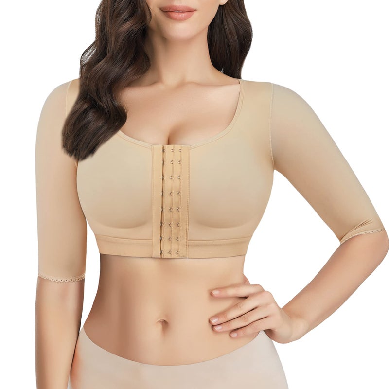 CYDREAM Women Arm Shaper Tops Slimmer Compression Sleeves Post Surgery Posture Corrector Tank Top (2XL, Beige) - Image 1
